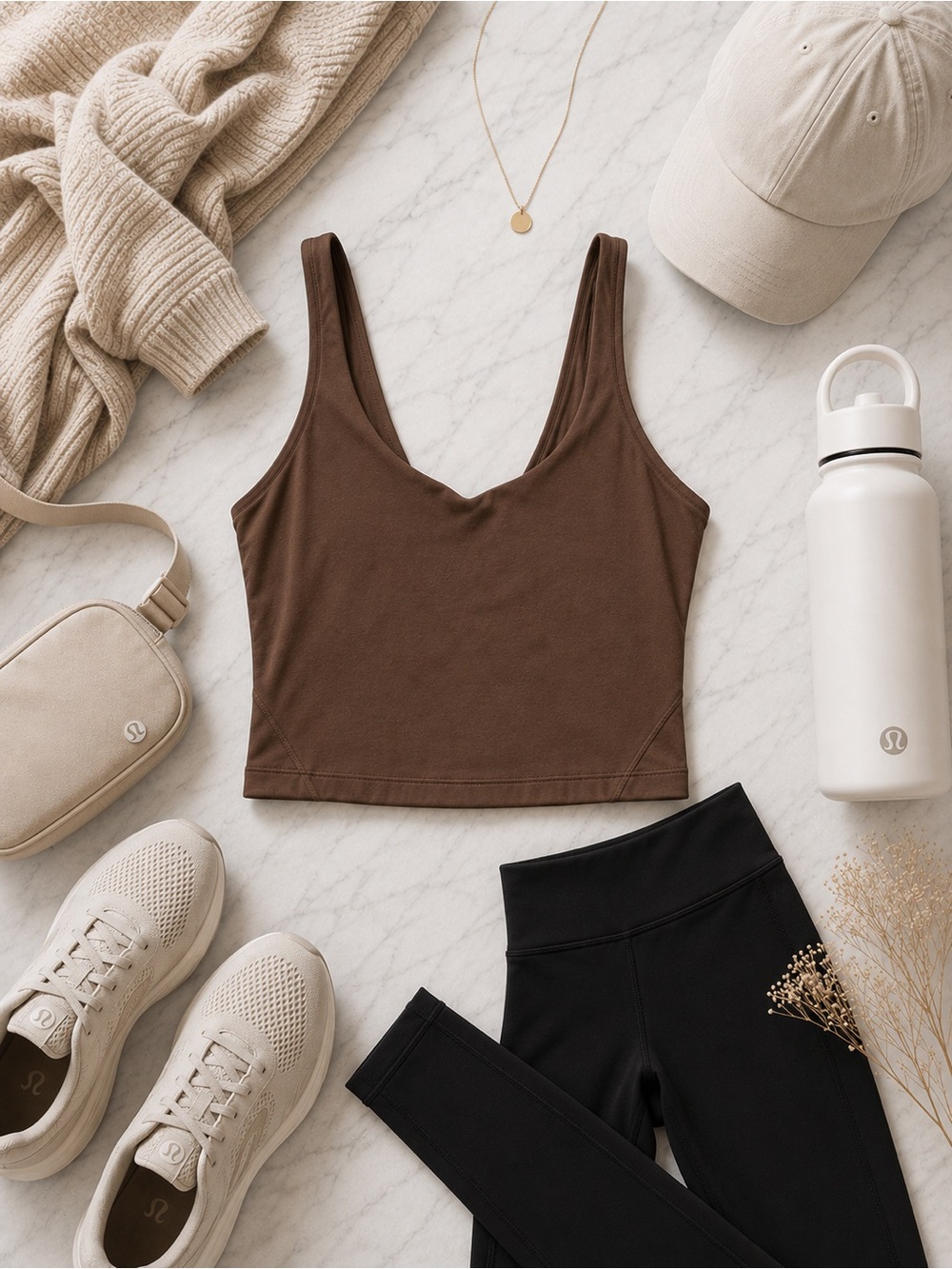 Lululemon Align Cropped Tank Bra Brown Size 8